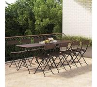 WDGJJFECNMUEHI 8 Pcs Brown Folding Bistro Chairs for Garden Terrace Cafe Outdoor PE Rattan and Steel Frame Patio Dining Chairs Weatherproof Easy Storage
