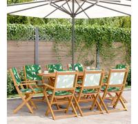 WDGJJFECNMUEHI 8 Pcs Folding Garden Chairs Green Acacia Wood with Leaf Pattern Outdoor Patio Furniture for Balcony Terrace Lawn Durable Weather-Resistant 110kg Capacity