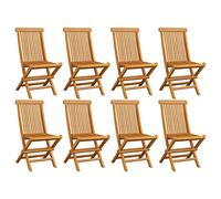 WDGJJFECNMUEHI 8 PCS Teak Wood Folding Garden Chairs, Solid Wood Outdoor Patio Furniture Set for Home, Cafe, Office, Weather-Resistant & Space-Saving Foldable Design