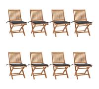 WDGJJFECNMUEHI 8 Pcs Teak Wood Folding Garden Chairs with Cushions, Outdoor Patio Dining Set for Home, Cafe, Restaurant, Weather-Resistant & Space-Saving Design, Comfortable Seating Furniture
