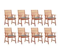 WDGJJFECNMUEHI 8-Piece Acacia Wood Outdoor Dining Chairs Set with Waterproof Cushions, Patio Garden Furniture for Terrace, Backyard, Modern Design, Weather-Resistant