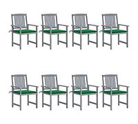 WDGJJFECNMUEHI 8-Piece Acacia Wood Patio Dining Chairs Set with Cushions, Gray Weather-Resistant Garden Furniture for Outdoor Living, Backyard, Poolside