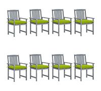 WDGJJFECNMUEHI 8-Piece Acacia Wood Patio Dining Chairs Set with Cushions, Outdoor Garden Furniture, Weather-Resistant Gray Lounge Chairs for Poolside, Backyard, Terrace