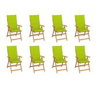WDGJJFECNMUEHI 8-Piece Teak Wood Reclining Garden Chairs Set with Cushions, Foldable Outdoor Patio Furniture for Backyard, Poolside Relaxation and Family Gatherings