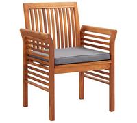 WDGJJFECNMUEHI Acacia Wood Dining Chair with Cushion, Outdoor Garden Patio Furniture, Weather-Resistant Solid Wood Frame, Comfortable Seating for Terrace Balcony