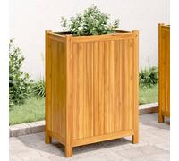 WDGJJFECNMUEHI Acacia Wood Planter Box 31x31x75 cm with Liner, Solid Wood Garden Flower Pot for Balcony Patio Decor, DIY Natural Rustic Outdoor Plant Container with Drainage Holes