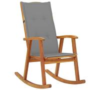 WDGJJFECNMUEHI Acacia Wood Rocking Chair with Cushions, Vintage Outdoor Indoor Rocker, High Back Weatherproof Patio Garden Lounge Chair, Gray Pillow Included, Max Load 110kg