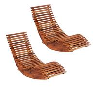 WDGJJFECNMUEHI Acacia Wood Rocking Sun Lounger Chair 2 PCS Set, Ergonomic Outdoor Patio Swing Chair with Weather-Resistant Design for Garden, Balcony, Poolside, Max Load 110kg