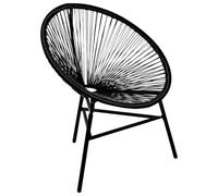 WDGJJFECNMUEHI Acapulco Garden Chair in Black Poly Rattan with Oval Design, Durable Steel Frame, Weatherproof for Outdoor Dining, Living Room, Patio, Supports 110 kg