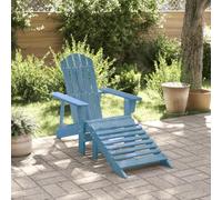 WDGJJFECNMUEHI Adirondack Chair with Ottoman Blue Solid Fir Wood Outdoor Patio Furniture for Garden Balcony Comfortable Ergonomic Design Wide Armrests High Backrest