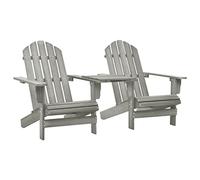 WDGJJFECNMUEHI Adirondack Garden Chairs with Side Table, Solid Fir Wood Gray Outdoor Patio Furniture Set, Ergonomic Design for Backyard, Terrace, Comfortable Weather-Resistant Seating