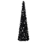 WDGJJFECNMUEHI Albero di Natale Artificiale Pop Up Nero 150 cm PET Decorazione Festiva Interno Esterno Facile Apertura Risparmio Spazio Design Moderno