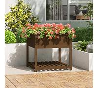 WDGJJFECNMUEHI Amber Wooden Planter Box with Shelf 82.5x82.5x81 cm Solid Pine for Balcony Patio DIY Garden - Rustic Raised Flower Pot with Storage Space for Herbs Vegetables Flowers