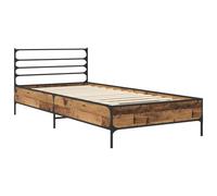 WDGJJFECNMUEHI Antique Wood Bed Frame 80 x 200 cm Solid Engineered Wood Slatted Base Modern Minimalist Design Easy Assembly Strong Support 140 kg Capacity Bedroom Furniture