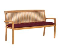 WDGJJFECNMUEHI arredamento terrazzo esterno panca da esterno con contenitorePanchina da Giardino Impilabile con Cuscino 159cm Teak MasselloAdatto per giardini, cortili e salotti