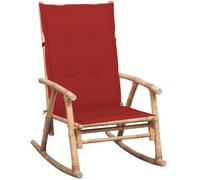WDGJJFECNMUEHI Bamboo Rocking Chair with Cushion, Outdoor Indoor Garden Patio Swing Chair, Waterproof Pillow, UV Resistant, Comfortable Relaxing Wooden Rocker, Easy Assembly, Max Load 110kg