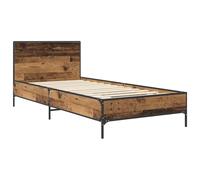 WDGJJFECNMUEHI Bed Frame with Headboard Antique Wood 80 x 200 cm Engineered Wood Bedstead for Bedroom Stable Slatted Base Support Easy Assembly 140 kg Capacity