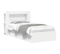WDGJJFECNMUEHI Bed Frame with Storage and Headboard White 100 x 200 cm Engineered Wood Platform Bed with Drawers for Small Bedroom Space Saving