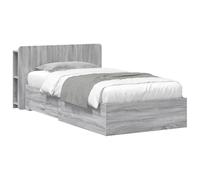 WDGJJFECNMUEHI Bed Frame with Storage Drawers Sonoma Grey 80 x 200 cm Engineered Wood Modern Design for Small Bedroom Guest Room Easy Assembly Sturdy Construction