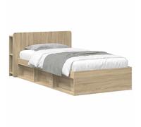 WDGJJFECNMUEHI Bed Frame with Storage Drawers Sonoma Oak 90x190 cm Engineered Wood Modern Design Easy Assembly Space Saving Single Size for Bedroom Guest Room Nightstand Included
