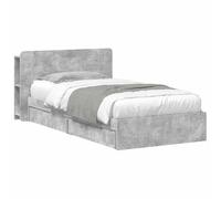 WDGJJFECNMUEHI Bed Frame with Storage Grey Cement 90x190 cm Engineered Wood Frame Fixed Slats Modern Design Drawers Space Saving Sturdy Easy Assembly Single Bedroom