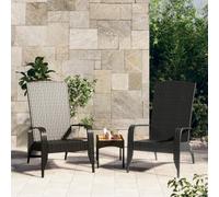WDGJJFECNMUEHI Black Adirondack Garden Chair in Polyrattan - Durable Outdoor Patio Furniture with Deep Seat, Steel Frame & Lightweight Design for Poolside, Beach & Fireplace Use