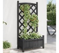 WDGJJFECNMUEHI Black Wooden Planter Box with Trellis for Climbing Plants - Solid Fir Wood Outdoor Flower Pot for Garden, Patio, Terrace 55x29.5x110cm Includes Drainage & Ventilation