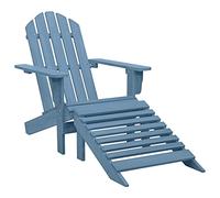 WDGJJFECNMUEHI Blue Solid Spruce Wood Adirondack Garden Chair with Ottoman, Ergonomic Patio Lounge Chair for Outdoor Relaxation, Durable Weather-Resistant Design