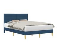 WDGJJFECNMUEHI Blue Upholstered Bed Frame with Headboard 120x200 cm Fabric Queen Size Modern Bedstead Compensato Wood Slat Support Easy Assembly for Bedroom Guest Room Durable