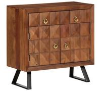 WDGJJFECNMUEHI Cassettiera Retro in Legno Massello Acacia Marrone Ambra 70x35x70 cm per Soggiorno Camera da Letto con 2 Cassetti Anta Chiusa Maniglie Pratiche
