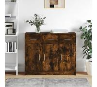 WDGJJFECNMUEHI Credenza Rovere Fumo 91x28x75 cm Legno Multistrato Mobile Soggiorno Camera da Letto Moderno Design Italiano Consiglio TV Ampio Ripiano