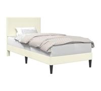 WDGJJFECNMUEHI Crema Upholstered Bed Frame 100x200 cm Corduroy Fabric Platform Bed with Tufted Headboard, Wooden Slat Support, No Box Spring Needed, Modern Minimalist Design for Bedroom
