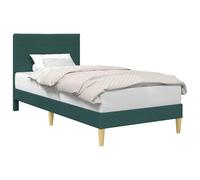 WDGJJFECNMUEHI Dark Green Fabric Bed Frame 90x190 cm Single Size Upholstered Platform Bed with Turned Legs for Bedroom Guest Room Hotel Durable Easy Assembly