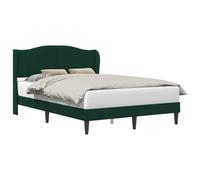 WDGJJFECNMUEHI Dark Green Velvet Bed Frame 120x190 cm Upholstered Platform Bed with Headboard Slatted Support Base Modern Wingbed for Bedroom Living Room No Box Spring Needed