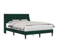 WDGJJFECNMUEHI Dark Green Velvet Bed Frame 140x190 cm Upholstered Platform with Slatted Base Modern Wingback Headboard Luxury Guest Bedroom Furniture