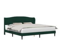 WDGJJFECNMUEHI Dark Green Velvet Bed Frame 180 x 200 cm Upholstered Platform King Size with Headboard Wood Slats Support Sturdy Legs Modern Bedroom Furniture