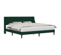 WDGJJFECNMUEHI Dark Green Velvet Bed Frame 180x200cm Upholstered Platform Bed with Slatted Support Base Luxury Modern Wingback Design Mattress Foundation for Bedroom Furniture No Box Spring Needed