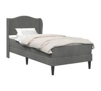 WDGJJFECNMUEHI Dark Grey Velvet Bed Frame with Storage Space 90x190 cm, Modern Upholstered Platform Bed with Comfortable Headboard and Sturdy Plywood Construction, Easy Assembly, 140 kg Max Load