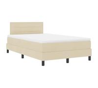 WDGJJFECNMUEHI Design moderno testiera regolabile Crema 120x200 cm | Letto a Molle con Materasso e LED Crema 120x200 cm Tessuto con Testiera Regolabile e Struttura Durevole
