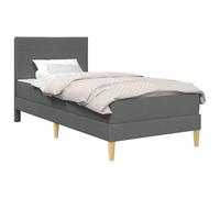 WDGJJFECNMUEHI Double Bed Frame with Mattress Grey 90x190 cm Fabric Upholstered Modern Platform Bed with Headboard Easy Assembly Sturdy Plywood for Bedroom Guest Room