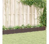 WDGJJFECNMUEHI Fioriera da Giardino con Picchetti Marrone 362,5x42,5x28,5cm PP - Fioriera Rialzata Modulare per Orto, Erbe Aromatiche e Fiori - Resistente, Design Rattan, Facile Assemblaggio