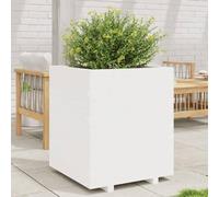 WDGJJFECNMUEHI Fioriera da Giardino in Legno Massello di Pino Bianca 60x60x72,5cm per Balcone, Patio e Giardino - Ampia Capacità, Design Rustico, Ideale per Fiori e Piante - Assemblaggio Facile