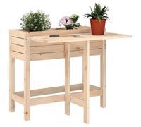 WDGJJFECNMUEHI Fioriera da Giardino in Legno Massello di Pino con Piano Pieghevole, Cassone per Piante Rialzato con Tavolo da Lavoro, Fioriera da Balcone e Terrazzo per Fiori, Piante e Giardinaggio