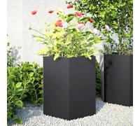 WDGJJFECNMUEHI Fioriera da Giardino Nera Esagono in Acciaio 46x40x45 cm - Vaso per Piante Fiori Erbe Aromatiche Design Rialzato Senza Fondo - Resistente alle Intemperie per Esterni Balcone Terrazzo