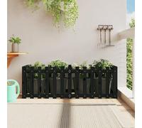 WDGJJFECNMUEHI Fioriera Giardino a Recinzione Nera 150x50x50cm in Legno Massello Pino - Cassone Rialzato per Fiori e Piante, Ideale per Orto Balcone, Design Rustico e Funzionale