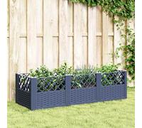 WDGJJFECNMUEHI Fioriera Giardino Picchetti Grigio Blu 123,5x43,5x43,5 cm PP - Large Modular Raised Garden Planter Box for Vegetables, Herbs Flowers - Durable Rattan Design Outdoor Plant Container