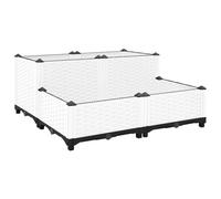 WDGJJFECNMUEHI Fioriera Rialzata 80x80x38 cm in Polipropilene, Vaso per Fiori da Giardino e Balcone, Ampio Spazio per Piante Fiori, Design Elegante con Motivo Rattan, Bianco, Resistente e Leggero