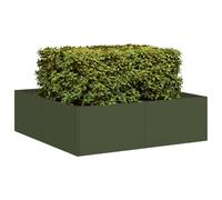 WDGJJFECNMUEHI Fioriera Verde Oliva 100x100x30 cm in Acciaio Laminato a Freddo, Fioriera da Giardino Moderna con Design Aperto, Ampio Spazio per Piante Fiori e Ortaggi, Ideale per Balconi e Patii