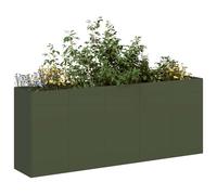 WDGJJFECNMUEHI Fioriera Verde Oliva 200x40x80 cm in Acciaio Laminato a Freddo per Giardino e Balcone, Fioriera Moderna con Design Aperto Staffe di Supporto, Ideale per Piante Fiori e Ortaggi