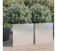 WDGJJFECNMUEHI Fioriere 2 pz in Acciaio Inox Argento 49x47x46 cm, Fioriere da Giardino e Balcone Resistenti alla Ruggine, Decorazione Moderna per Piante Fiori, Facili da Pulire e Montare